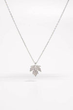 925 Sterling Silver Zircon Maple Leaf Necklace Silver One Size for a perfect OOTD – dress to impress outfits from Amexza