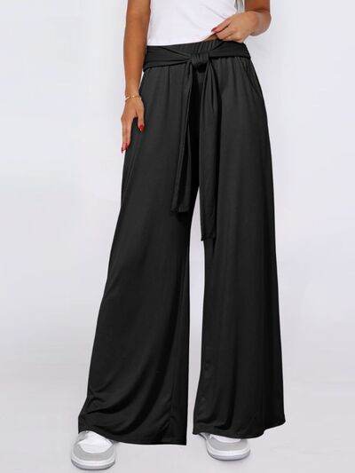 Tied Wide Leg Pants with Pockets for a perfect OOTD – dress to impress outfits from Amexza