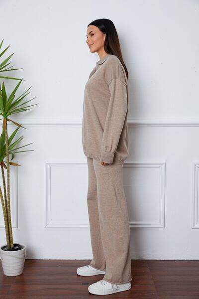 Dropped Shoulder Sweater and Long Pants Set for a perfect OOTD – dress to impress outfits from Amexza