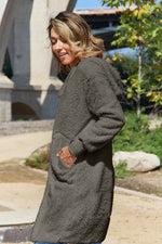 Double Take Full Size Hooded Teddy Bear Jacket with Thumbholes - Amexza
