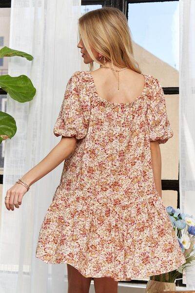 ADORA Floral Square Neck Puff Sleeve Dress for a perfect OOTD – dress to impress outfits from Amexza