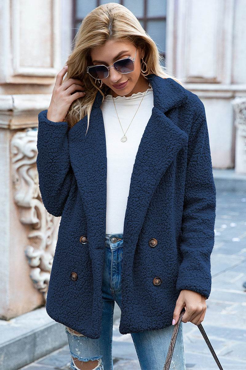 Ivy Lane Full Size Lapel Collar Sherpa Coat for a perfect OOTD – dress to impress outfits from Amexza