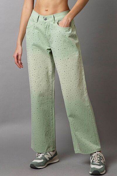 POL Embellishments Gradient Wide Leg Pants Light Green for a perfect OOTD – dress to impress outfits from Amexza