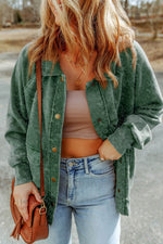 Snap Down Flap Pocket Long Sleeve Shacket - Amexza