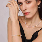 Pearl Necklace, Bracelet and Earrings 4-Piece Jewelry Set for a perfect OOTD – dress to impress outfits from Amexza