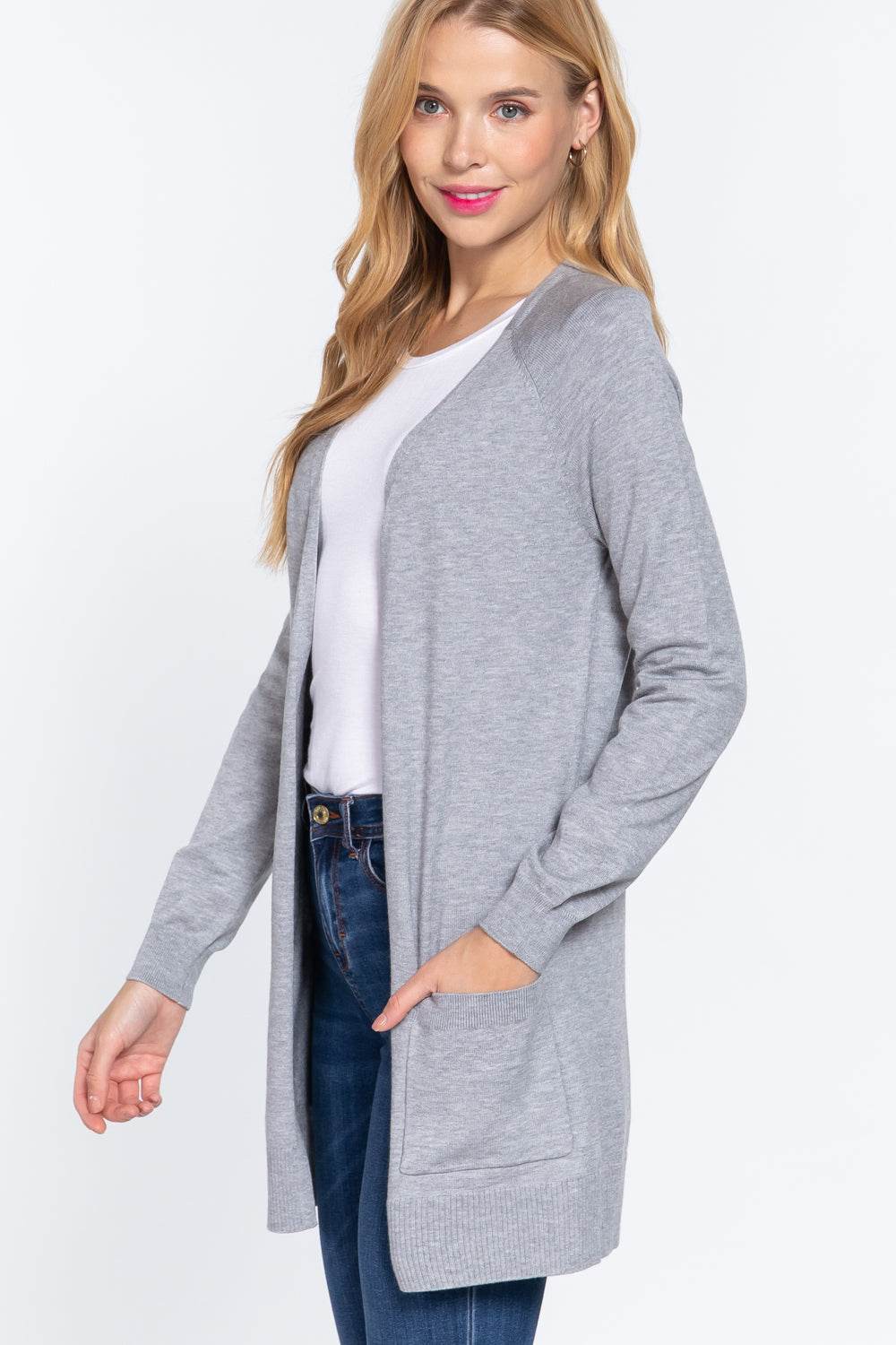 ACTIVE BASIC Open Front Long Sleeve Cardigan for a perfect OOTD – dress to impress outfits from Amexza