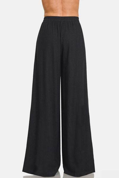 Zenana Pleated Linen Blend Wide Leg Pants for a perfect OOTD – dress to impress outfits from Amexza