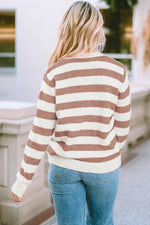 Striped Round Neck Long Sleeve Sweater for a perfect OOTD – dress to impress outfits from Amexza