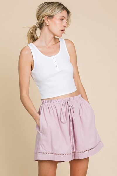 Cotton Bleu by Nu Lab High Waist Drawstring Shorts Mauve for a perfect OOTD – dress to impress outfits from Amexza