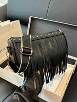 PU Leather Fringe Studded Crossbody Bag for a perfect OOTD – dress to impress outfits from Amexza