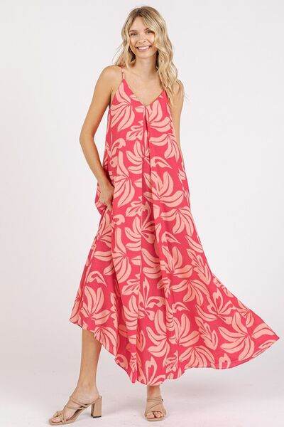 Mittoshop Printed V-Neck Maxi Cami Dress with Pockets Strawberry for a perfect OOTD – dress to impress outfits from Amexza