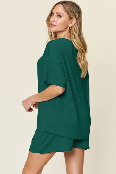 Double Take Basic style Round Neck Solid Set for a perfect OOTD – dress to impress outfits from Amexza