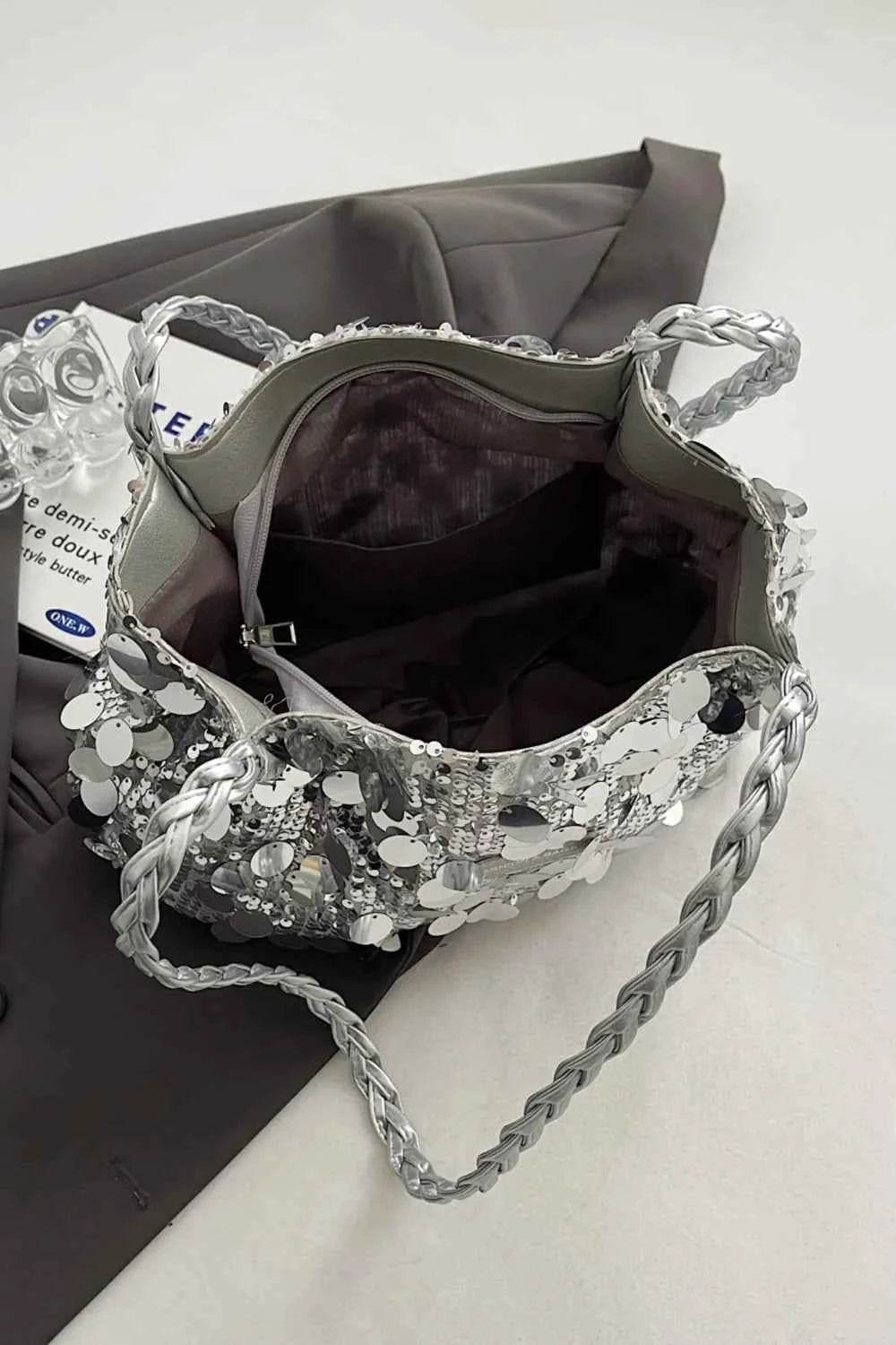 Sequin Braided Strap Shoulder Bag for a perfect OOTD – dress to impress outfits from Amexza