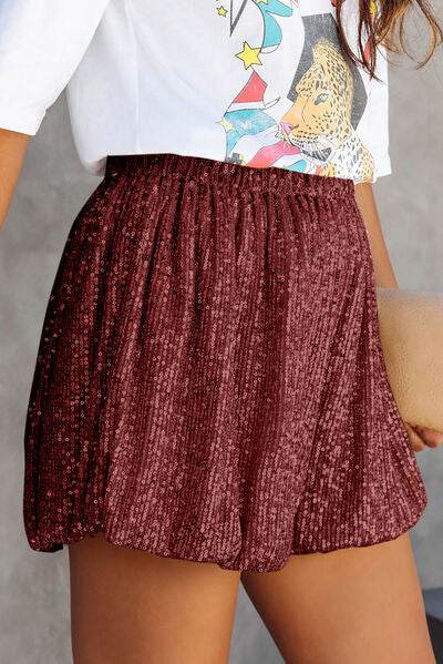 Sequin Elastic Waist Shorts for a perfect OOTD – dress to impress outfits from Amexza