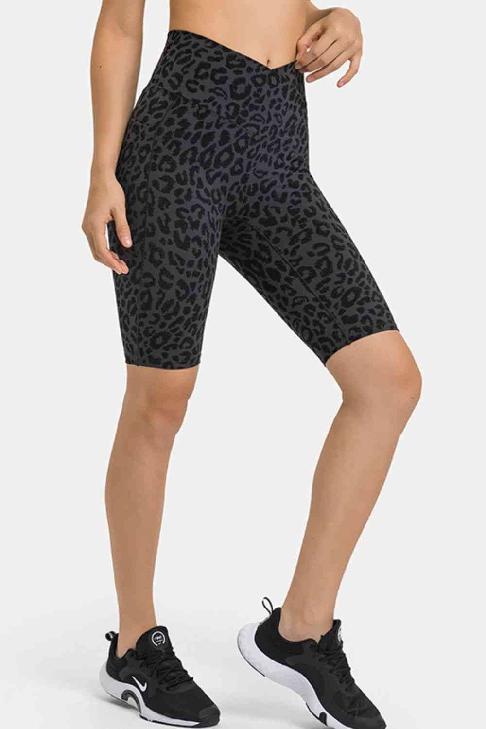 Millennia High Waist Biker Shorts with Pockets Black Leopard for a perfect OOTD – dress to impress outfits from Amexza