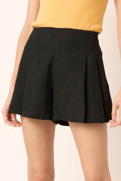 Mittoshop Side Invisible Zipper Pleated Shorts Black for a perfect OOTD – dress to impress outfits from Amexza