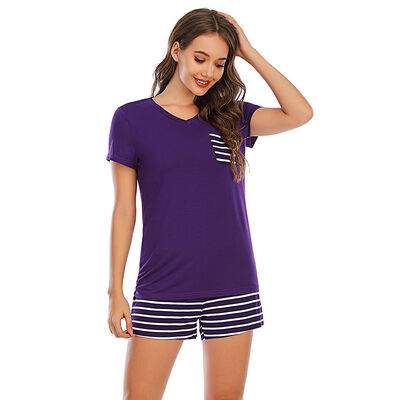 Striped Short Sleeve Top and Shorts Lounge Set for a perfect OOTD – dress to impress outfits from Amexza