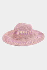 Fame Checkered Straw Weave Sun Hat PU One Size for a perfect OOTD – dress to impress outfits from Amexza