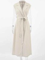 Tie Waist Cap Sleeve Maxi Dress