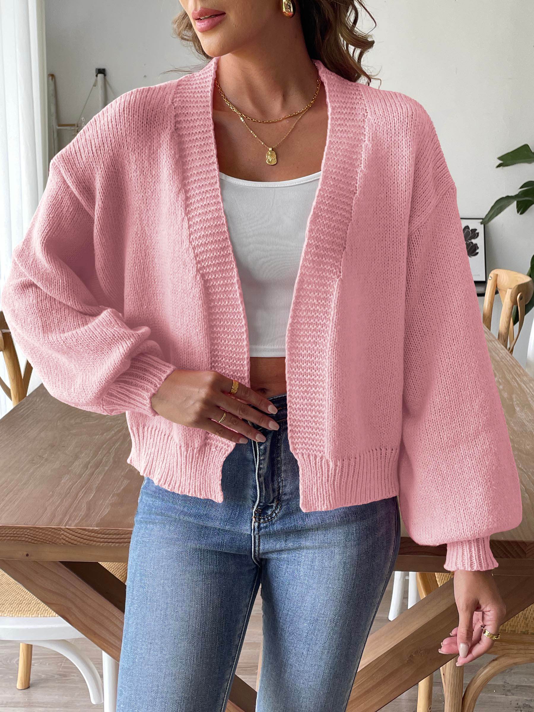 Open Front Long Sleeve Cardigan Dusty Pink for a perfect OOTD – dress to impress outfits from Amexza