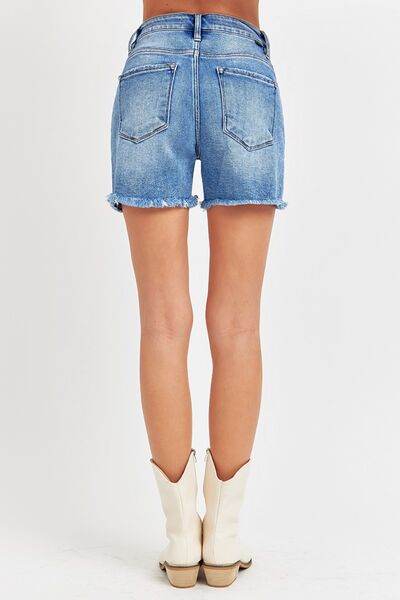 RISEN Front Slit Raw Hem Denim Shorts for a perfect OOTD – dress to impress outfits from Amexza