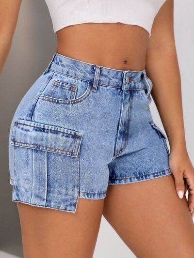 Mid-Rise Waist Denim Shorts with Pockets Light for a perfect OOTD – dress to impress outfits from Amexza