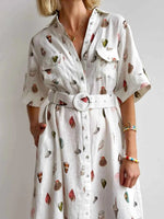 Printed Button Up Maxi Shirt Dress