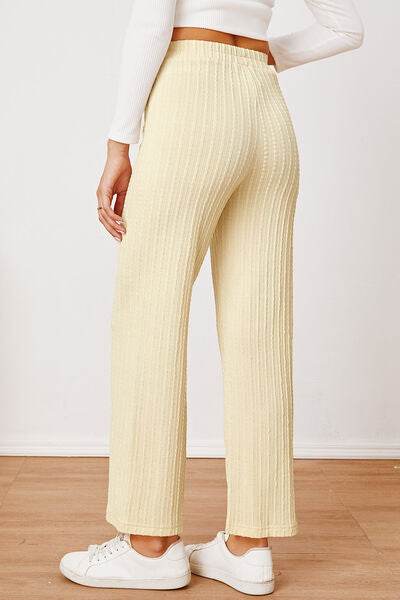 Textured Elastic Waist Straight Pants for a perfect OOTD – dress to impress outfits from Amexza