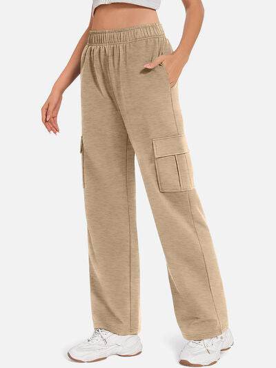 Pocketed High Waist Pants - Amexza