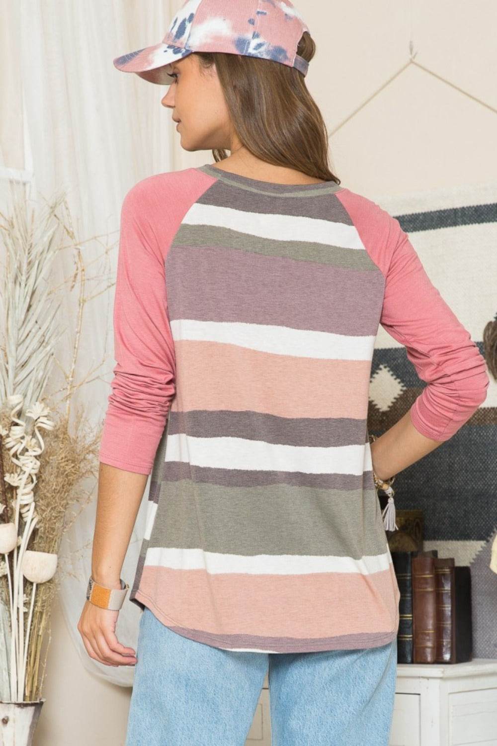 Celeste Full Size Striped Contrast Long Sleeve T-Shirt for a perfect OOTD – dress to impress outfits from Amexza