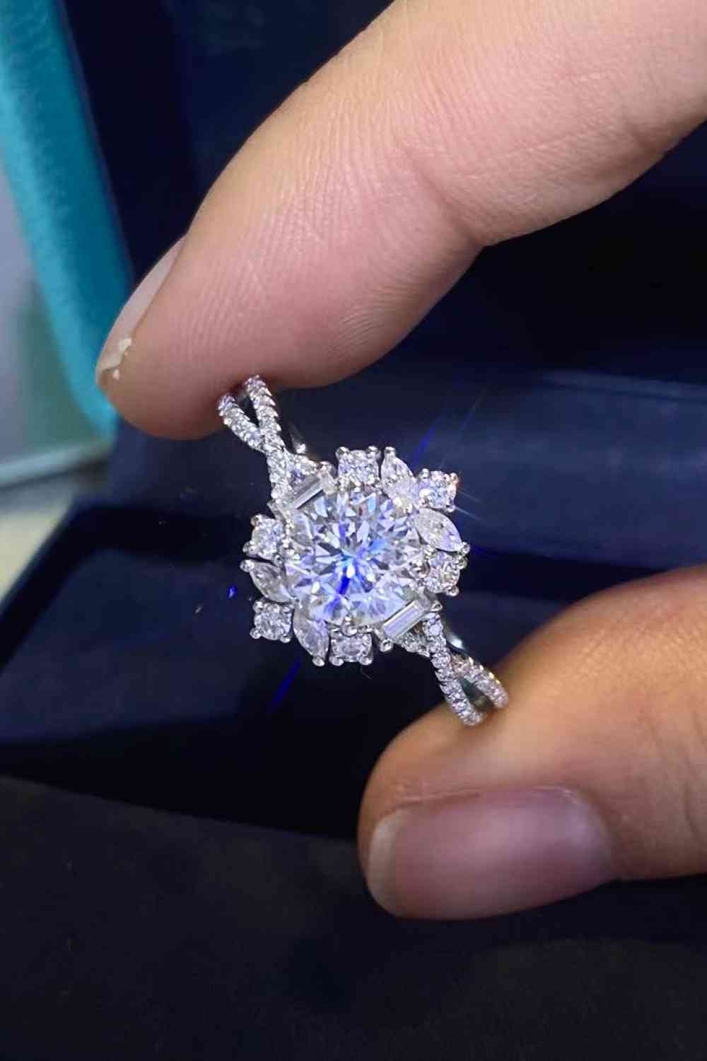 Floral 2 Carat Moissanite Crisscross Ring for a perfect OOTD – dress to impress outfits from Amexza