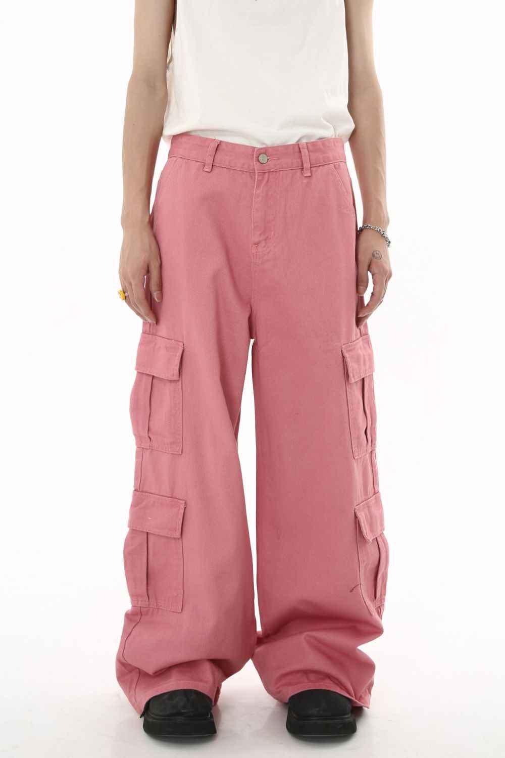 Wide Leg Cargo Jeans Dusty Pink for a perfect OOTD – dress to impress outfits from Amexza