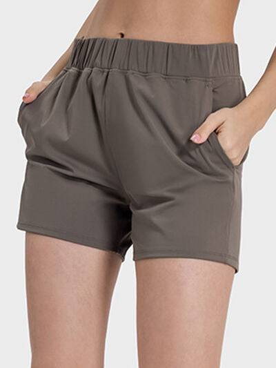 Millennia Elastic Waist Active Shorts Mocha for a perfect OOTD – dress to impress outfits from Amexza