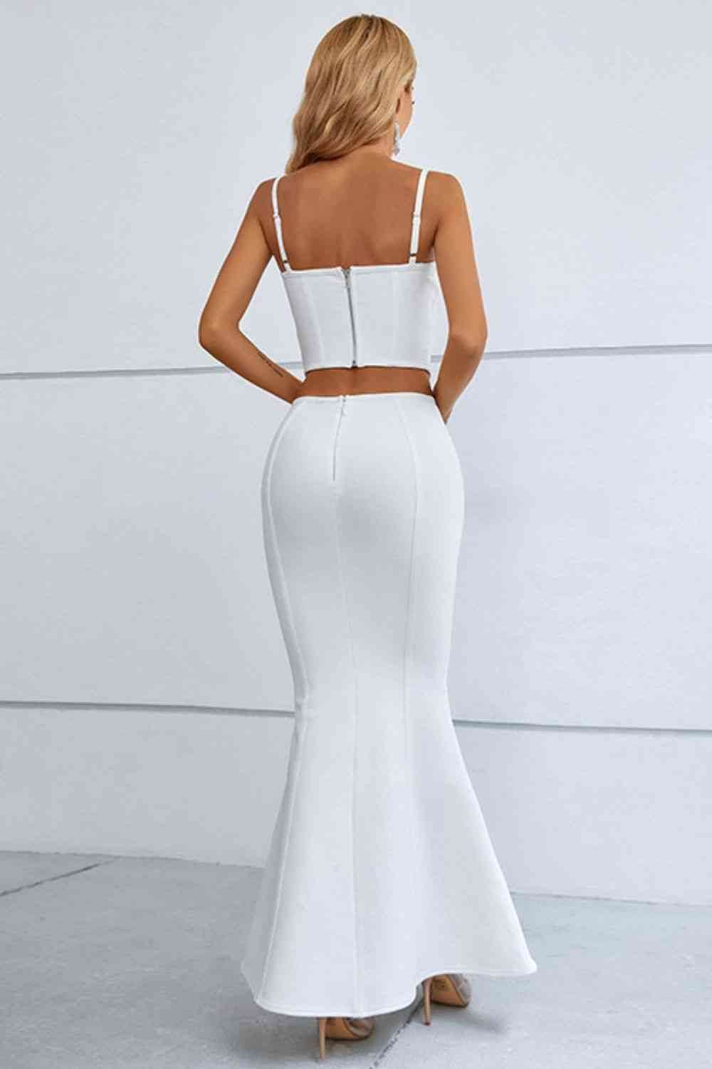 Cutout Seam Detail Cami and Fishtail Skirt Set for a perfect OOTD – dress to impress outfits from Amexza