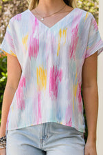 High-Low V-Neck Short Sleeve Blouse for a perfect OOTD – dress to impress outfits from Amexza