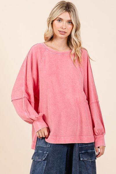 Mittoshop Mineral Wash Raglan Long Sleeve Oversized Top for a perfect OOTD – dress to impress outfits from Amexza