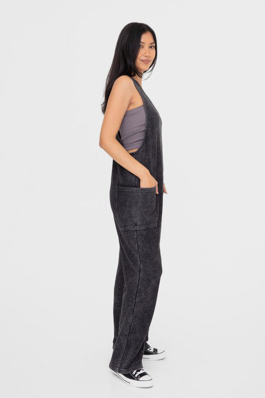 Mono B Mineral-Washed V Neck Overalls with Pockets for a perfect OOTD – dress to impress outfits from Amexza