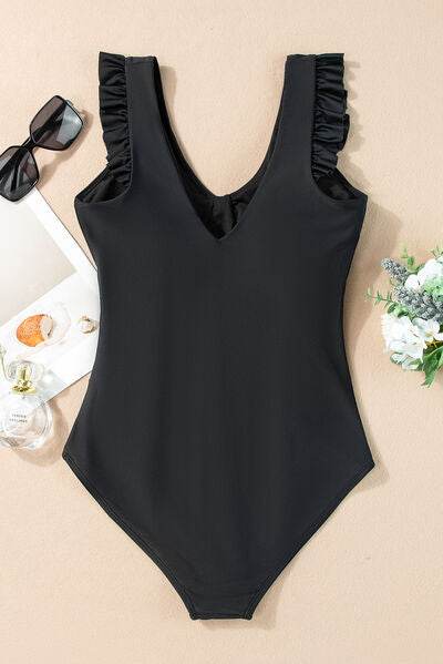 Full Size Ruched V-Neck One-Piece Swimwear for a perfect OOTD – dress to impress outfits from Amexza