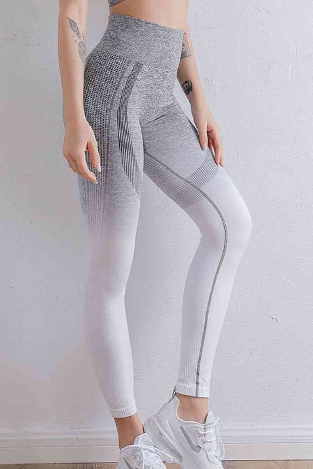 Gradient High Waist Sports Leggings Grey White for a perfect OOTD – dress to impress outfits from Amexza