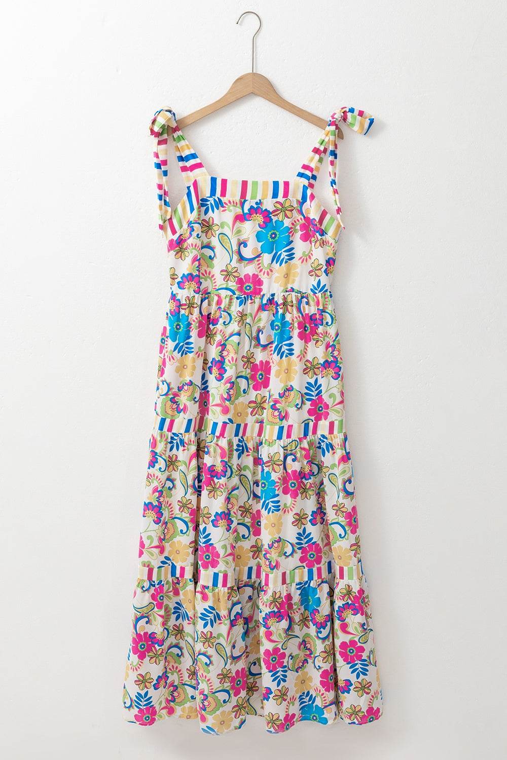 Tied Floral Sleeveless Maxi Dress - Amexza