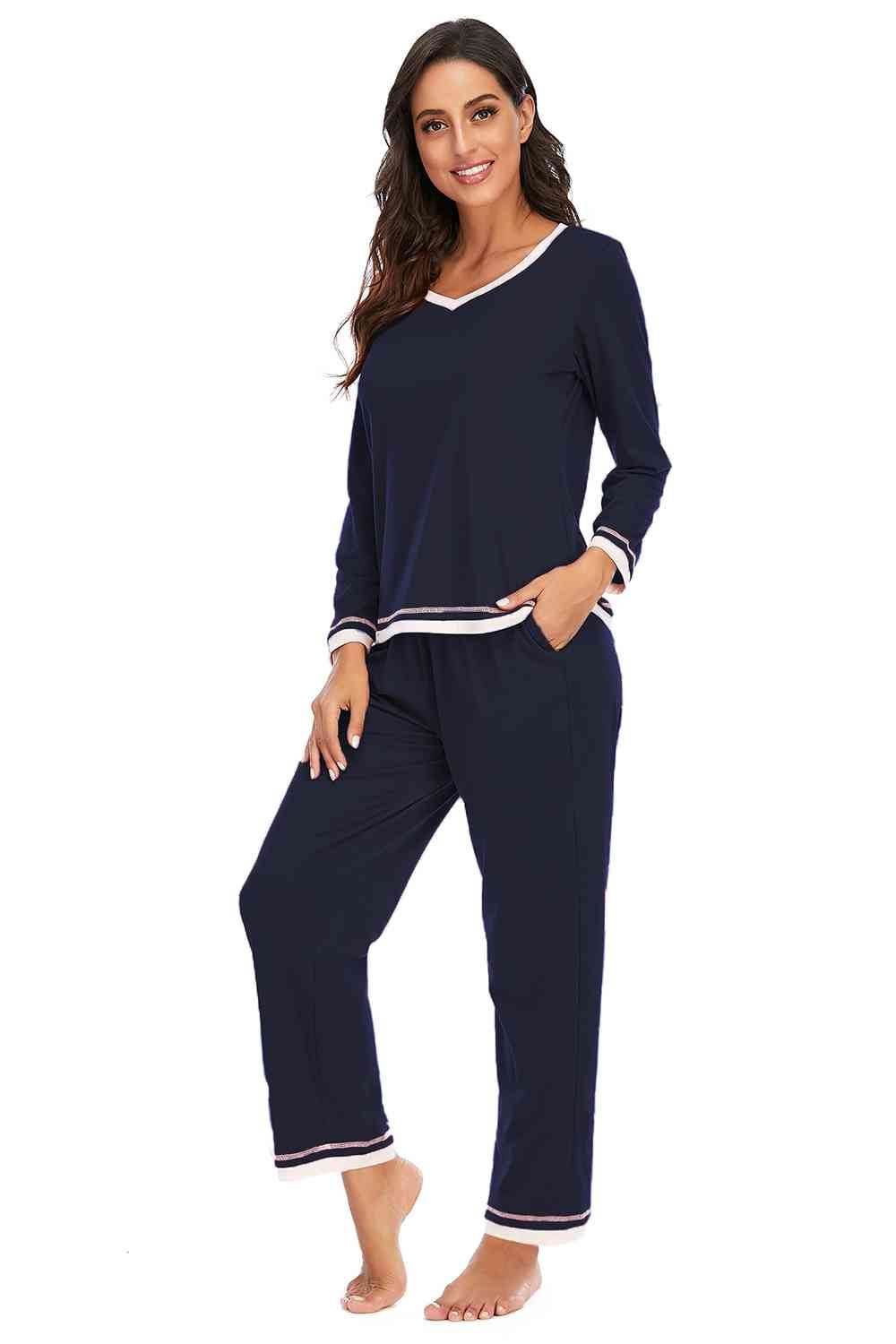 V-Neck Top and Pants Lounge Set for a perfect OOTD – dress to impress outfits from Amexza