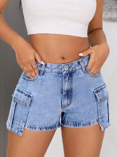 Mid-Rise Waist Denim Shorts with Pockets for a perfect OOTD – dress to impress outfits from Amexza