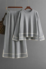 High-Low Round Neck Top and Pants Sweater Set for a perfect OOTD – dress to impress outfits from Amexza