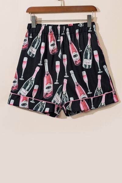 Champagne Print Short Sleeve Top and Shorts Set for a perfect OOTD – dress to impress outfits from Amexza