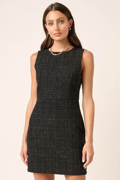 Mittoshop Tweed Sleeveless Mini Dress Black for a perfect OOTD – dress to impress outfits from Amexza
