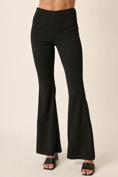 Mittoshop Crepe Knit Elastic Waist Flare Leg Pants - Amexza