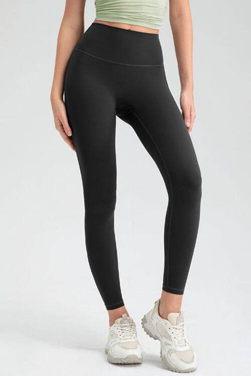 Wide Waistband High Waist Sport Leggings - Amexza