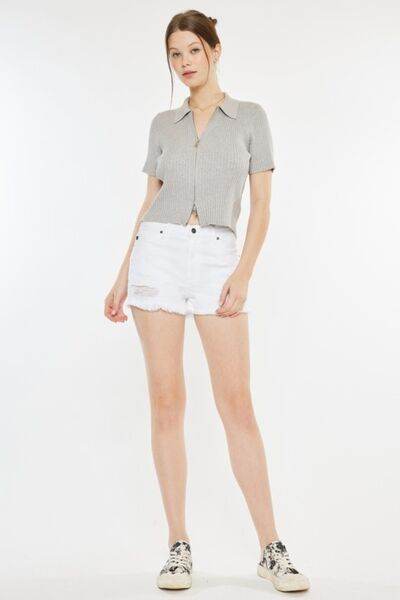 Kancan Raw Hem Distressed Denim Shorts for a perfect OOTD – dress to impress outfits from Amexza