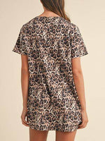 Leopard Round Neck Short Sleeve Mini Dress for a perfect OOTD – dress to impress outfits from Amexza