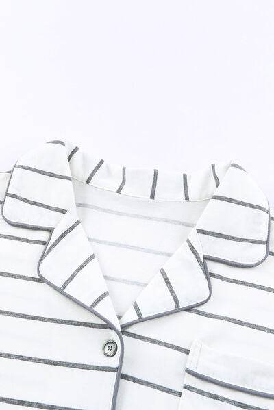 Striped V-Neck Long Sleeve Top and Pants Lounge Set for a perfect OOTD – dress to impress outfits from Amexza